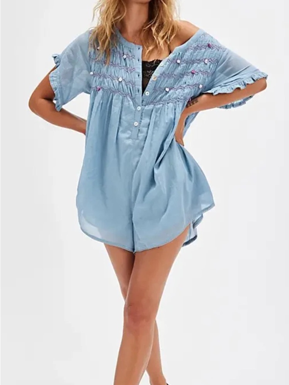 Free People Victoria Babydoll Smocked Romper
